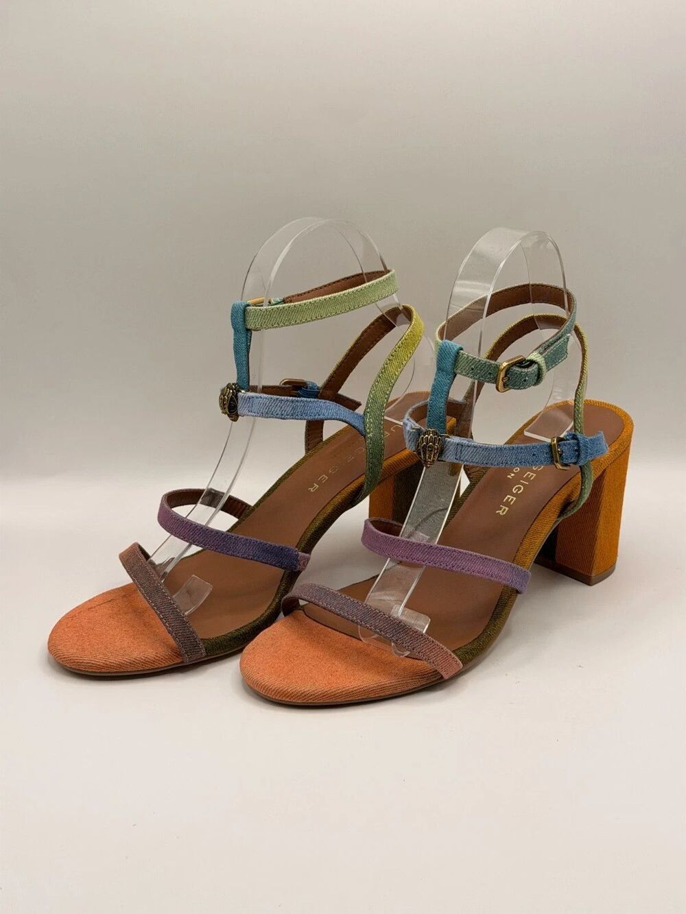KURT GEIGER LONDON Women's Hampton Gladiator Colorful Strap Heel Sandals Sz 8